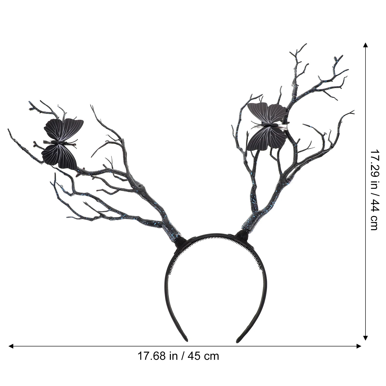 Bande de Sauna en Bois de Renne Noir pour Enfant, Accessoires d'Halloween, 45x44cm, Oreilles en Gel de Silice, Branches d'Arbre, Pièce