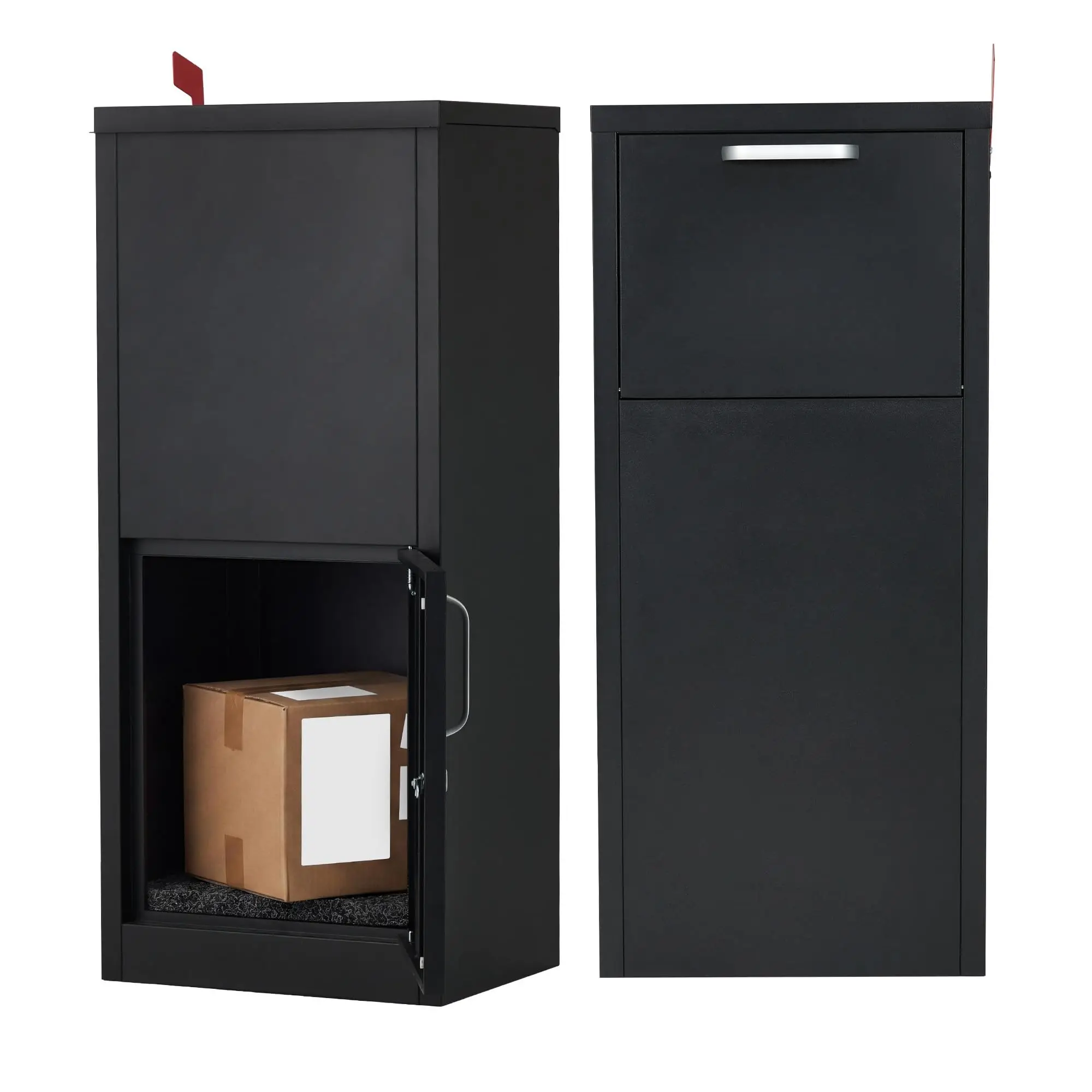 Outdoor Package Delivery Box 35.4in Galvanized Steel Lockable Parcel Drop Box Weatherproof Mail Storage Wall Or Floor Mount For Porch