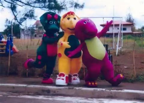 Nouveau personnage d'halloween pour adultes, 3 pièces, poupée Barney et amis mignons, robe de noël, accessoires complets du corps, Costume de mascotte