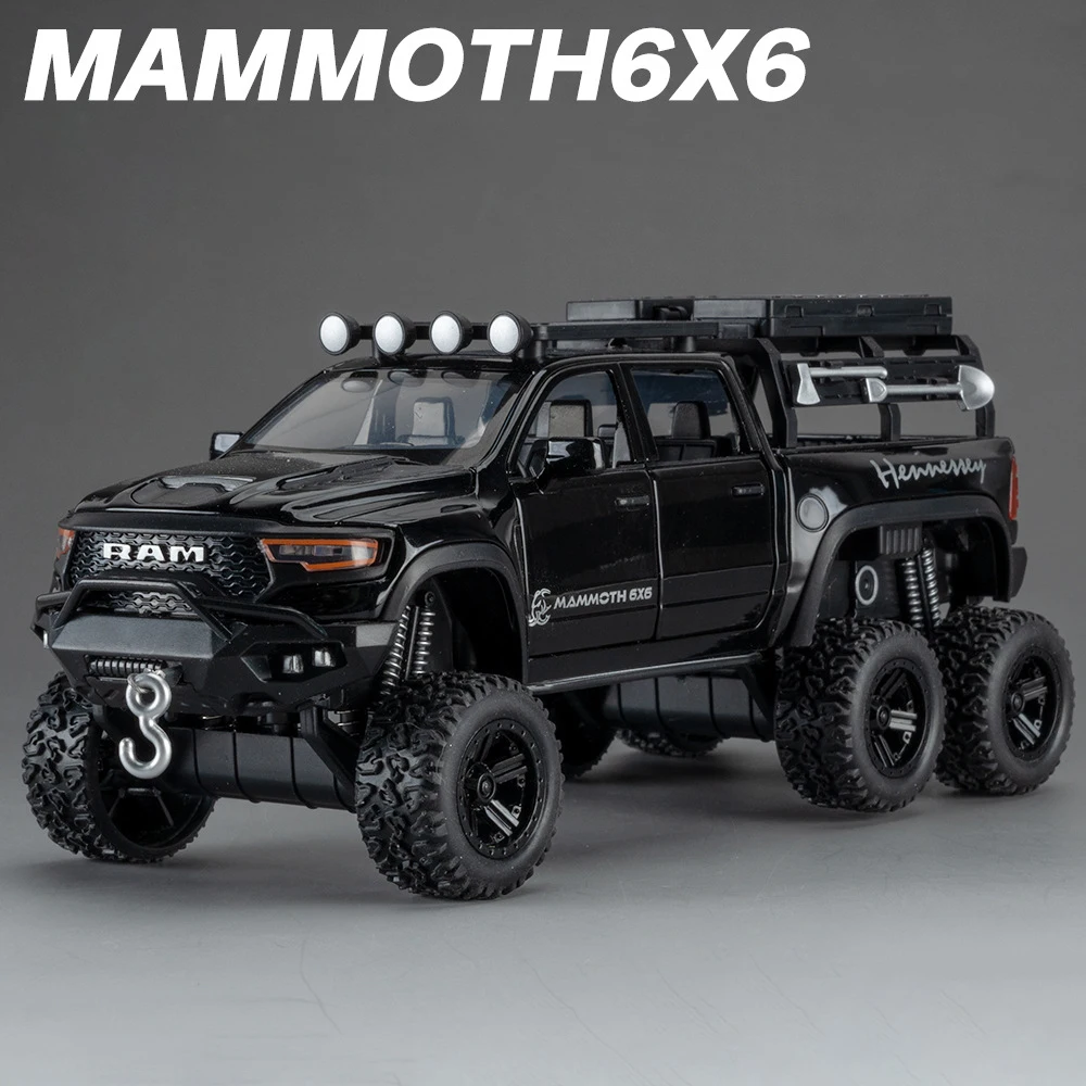 

1:32 DODGE Tyrannosaurus RAM 1500 REX Alloy Pickup Car Model Diecast Metal Toy Off-road Vehicles Model Sound and Light Kids Gift