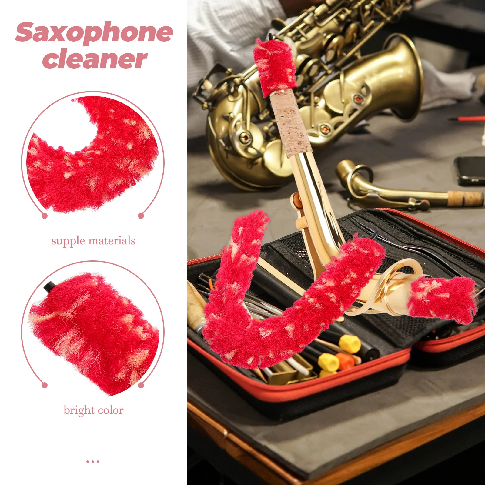 

Saxophone Cleaning Brush Long Portable Alto Sax Maintenance Brush Superior Water Absorption Sax Care Cleaning Tool