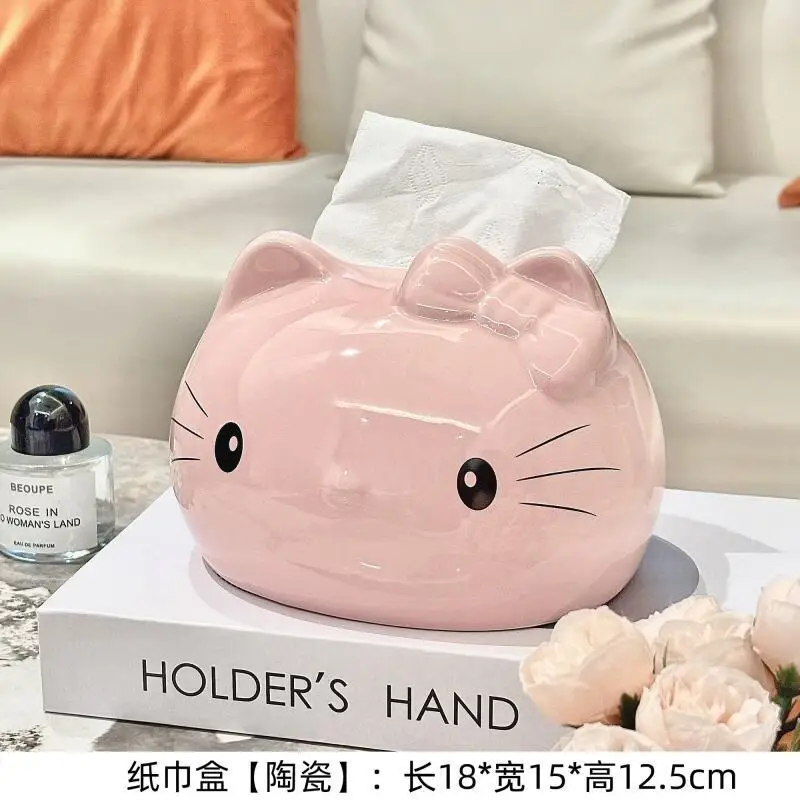 Hellokitty الكرتون صندوق تخزين الأنسجة صندوق الإبداع السيراميك طاولة طعام هدية الحلي طاولة القهوة لغرفة المعيشة سطح المكتب