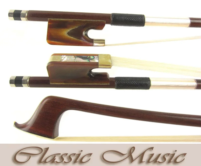 Silver Pernambuco Cello Bow with Red Horn Frog (4/4), Good Mongolian Horse Hair. - view 3