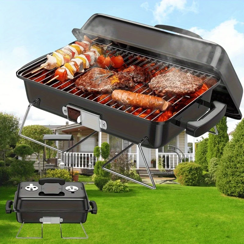 

21-Inch Portable Charcoal Grill - Folding, Insulated, Stainless Steel Outdoor Grill for 3-5 People - Perfect for Camping, Picnic