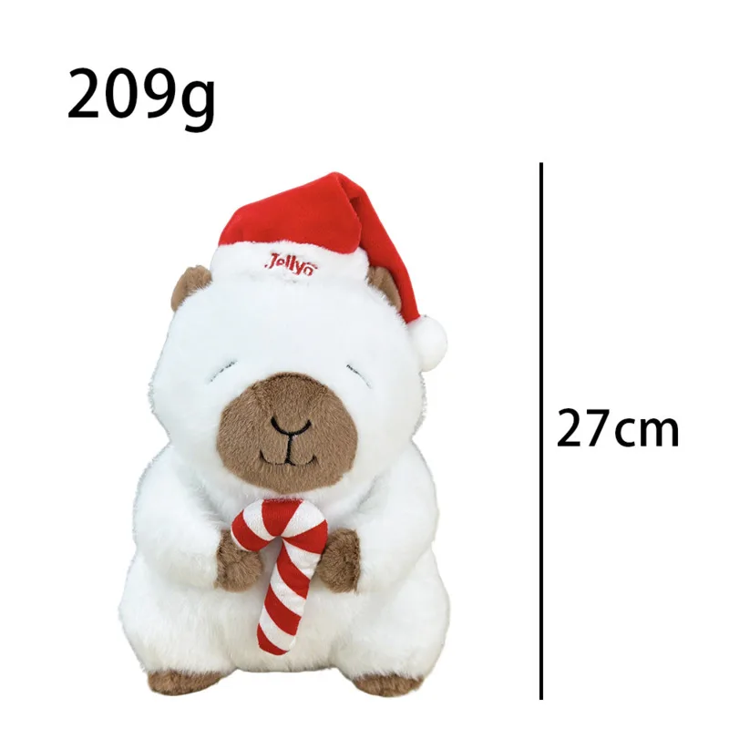 Capybara Plush Stuffed Animal Soft Kawaii Christmas Holiday Plush Doll Gift For Kids Adults Room Decor White Collectible Toy