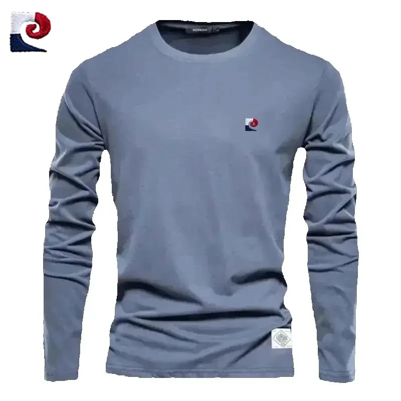 Spring and Autumn High-Quality Long Sleeved Round Neck T-Shirt for Men, Fashionable, Casual, Comfortable, Versatile T-Shirt Top