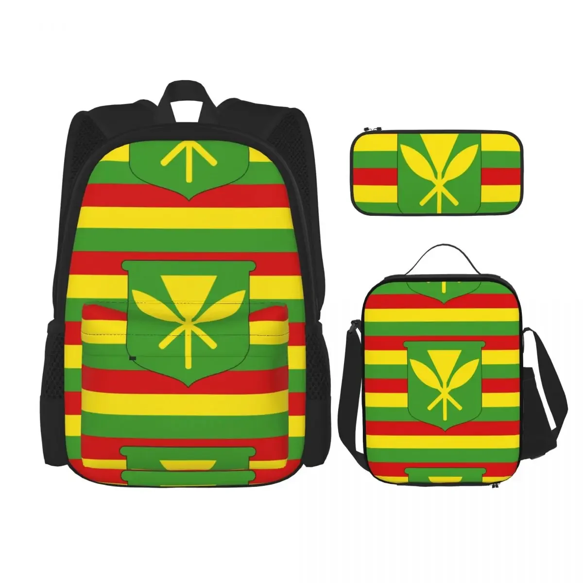 

Kanaka Maoli Hawaii Flag Backpacks Boys Girls Bookbag Children School Bags Kids Rucksack Lunch Bag Pen Bag Three-Piece Set