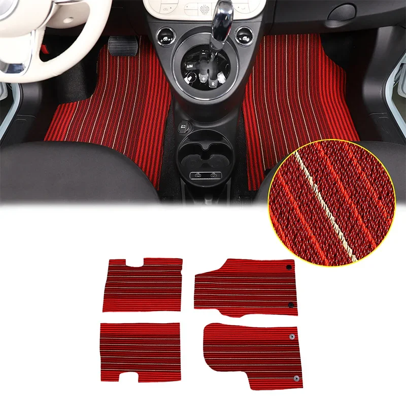 

For Fiat 500 2016-2024 TPE Red Car Styling Car Floor Mats Carpet Protection Pad Stickers Car Interior Protection Accessories