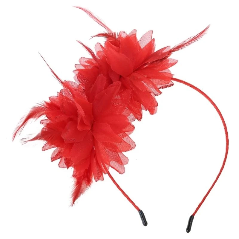 

652F Feathered Hairband Costume Cosplay Flower Headwear Fashion Hair Accessory for Halloween Festival Parties and Weddings