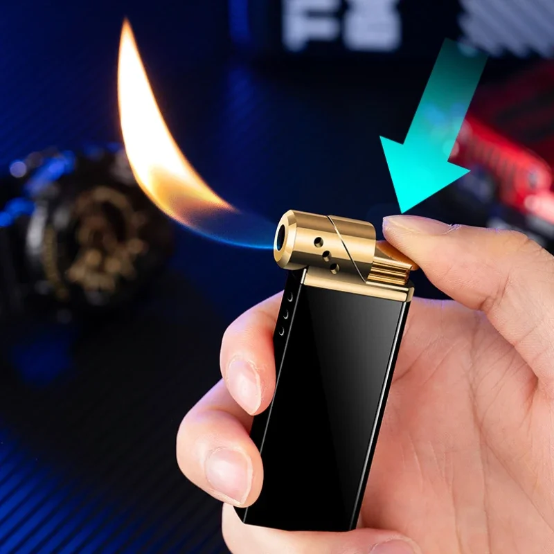 Metal Oblique Lighter Pipe Specific Tobacco Lighter Butane Inflatable Lighter Smoking Accessories Men's Unique Small Tool