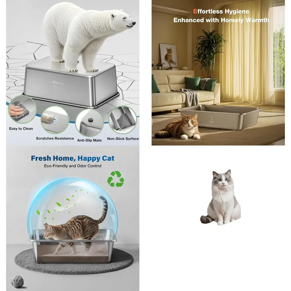 

Очень большой ящик для кошачьего туалета из нержавеющей стали, металлический противень XXL с высокими боками, без запаха, с антипригарным покрытием, легко чистится, подходит для большого C