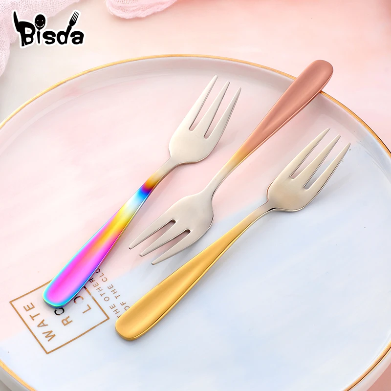 1pcs Tea Forks Set Stainless Steel Small Fork Gold Fruit Fork Dessert Fork For Cake Snack Black Salad Fork Mini Cake Forks Party