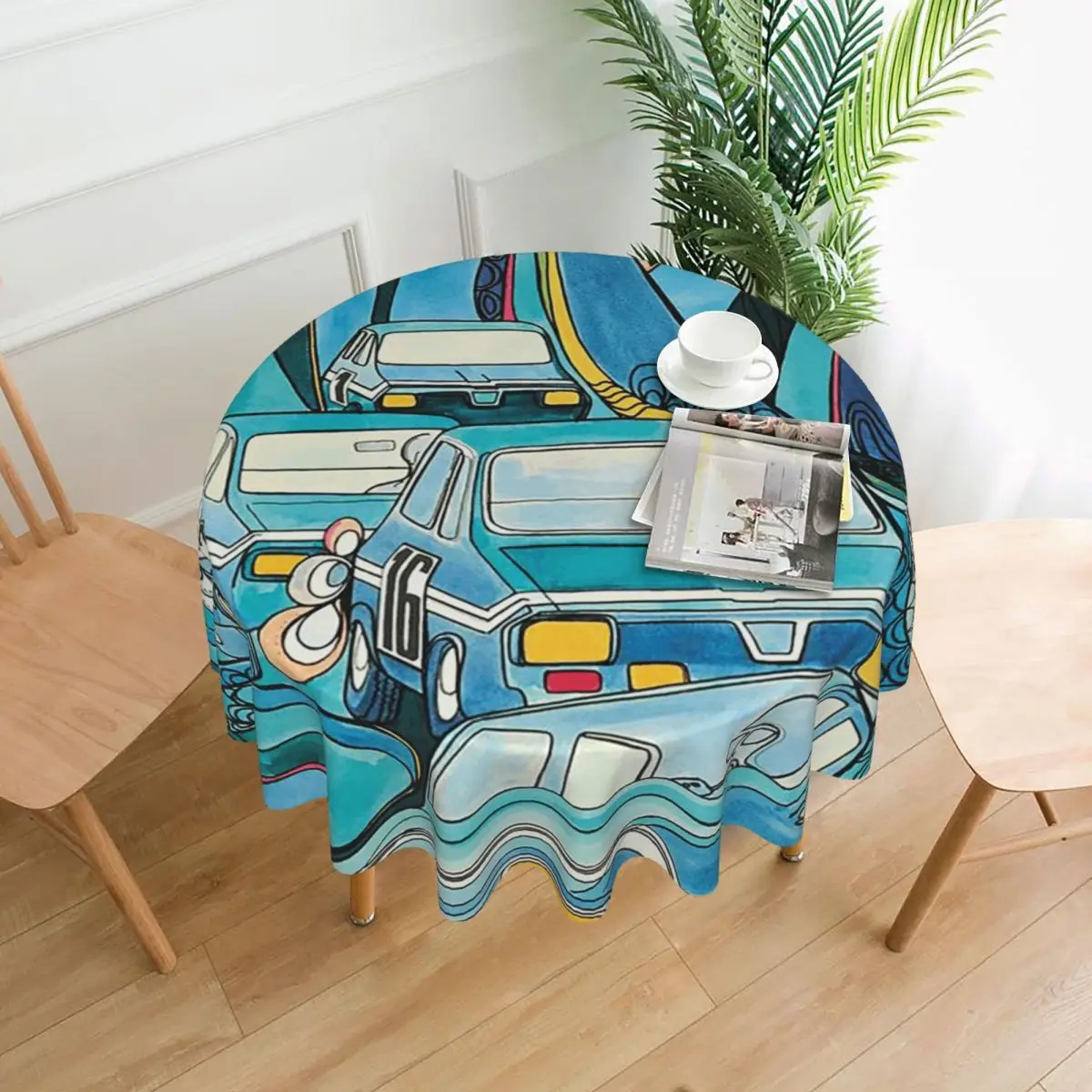 

Affiche Ancienne Renault 12 Gordini Водонепроницаемая круглая скатерть маслостойкая скатерть для кухонных мероприятий Крышка обеденного стола