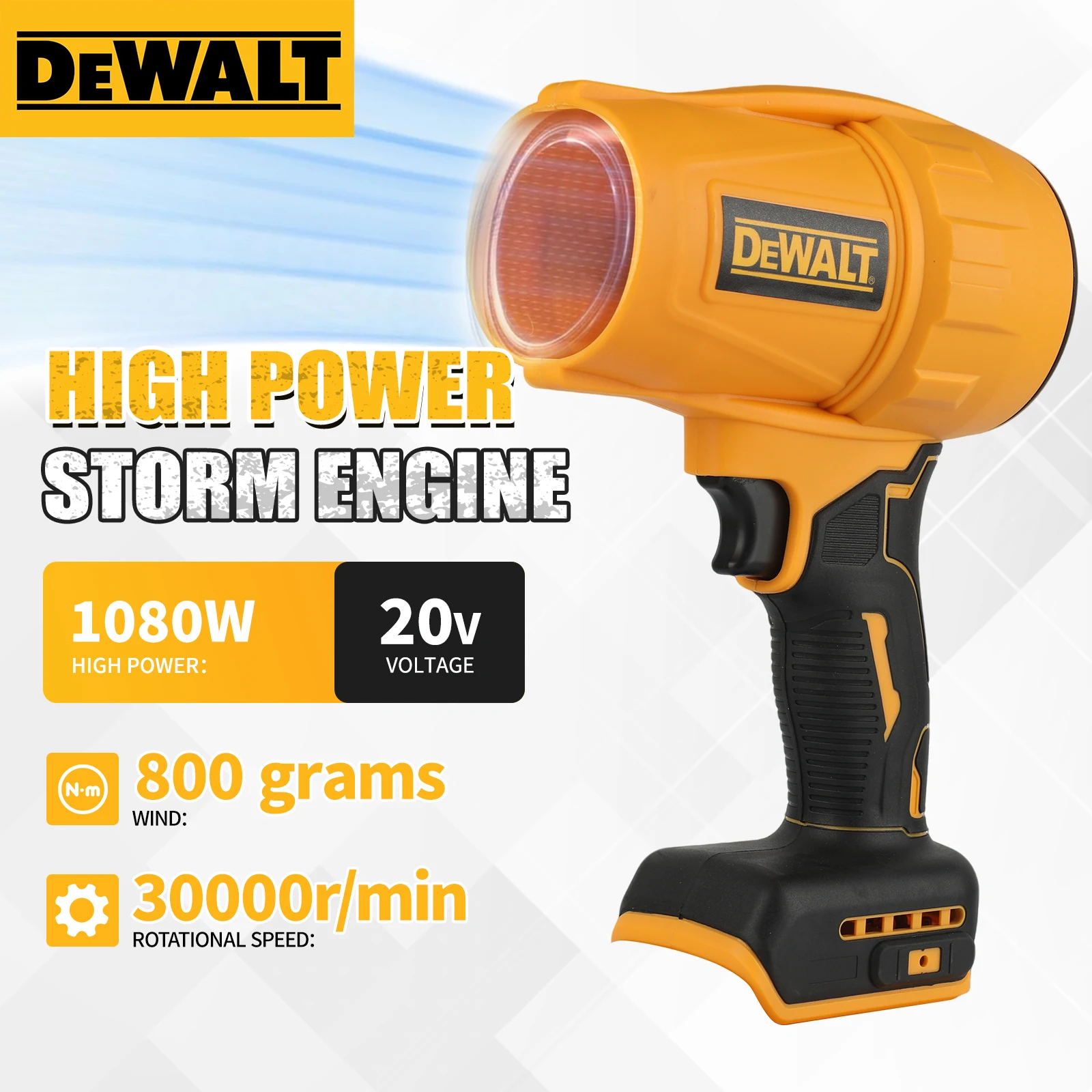 dewalt-20v-コードレスリーフブロワー-ハンドヘルド高速ジェットファン、パティオ清掃＆粉塵吹き飛ばし、ツールのみ