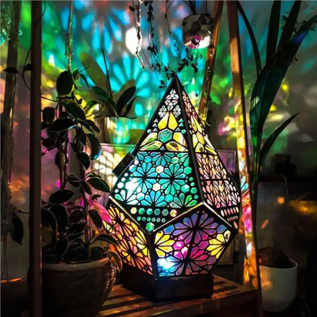 Wood Bohemian Night Light Portable Replacement Cute Stylish 4.5V Home Candlelight Dinner Projector Lamp Decoration
