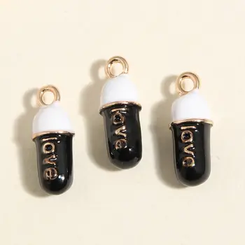 5個金色琺瑯藥丸吊墜,適合項鍊、耳環等DIY手工飾品製作配件 8 最佳銷售 藥丸護符 - №5