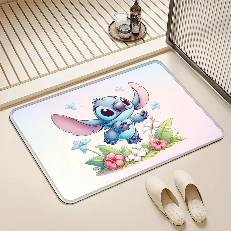 

Disney Stitch Flower Door Mat Non-Slip Washable Floor Rug for Home Kids Room Bathroom Kitchen Decor