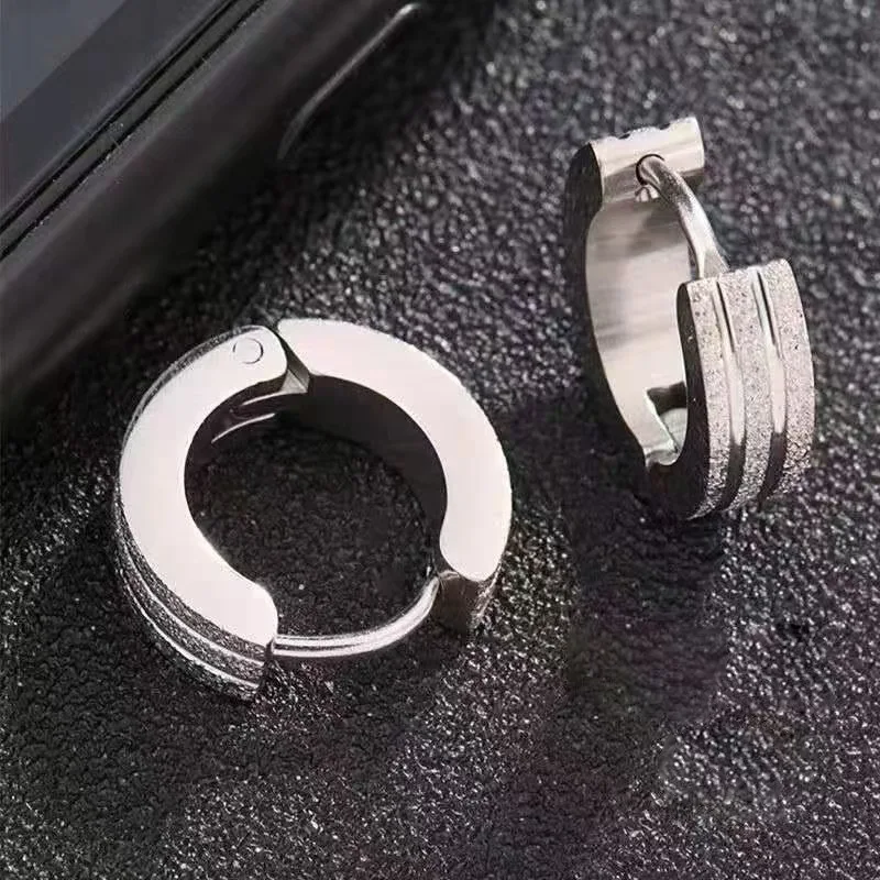 1pair 4*9mm 2 Line Stainless Steel Hoop Earrings For Women Piercing Jewelry Earring Prevent Allergy Jewelry Wholesale