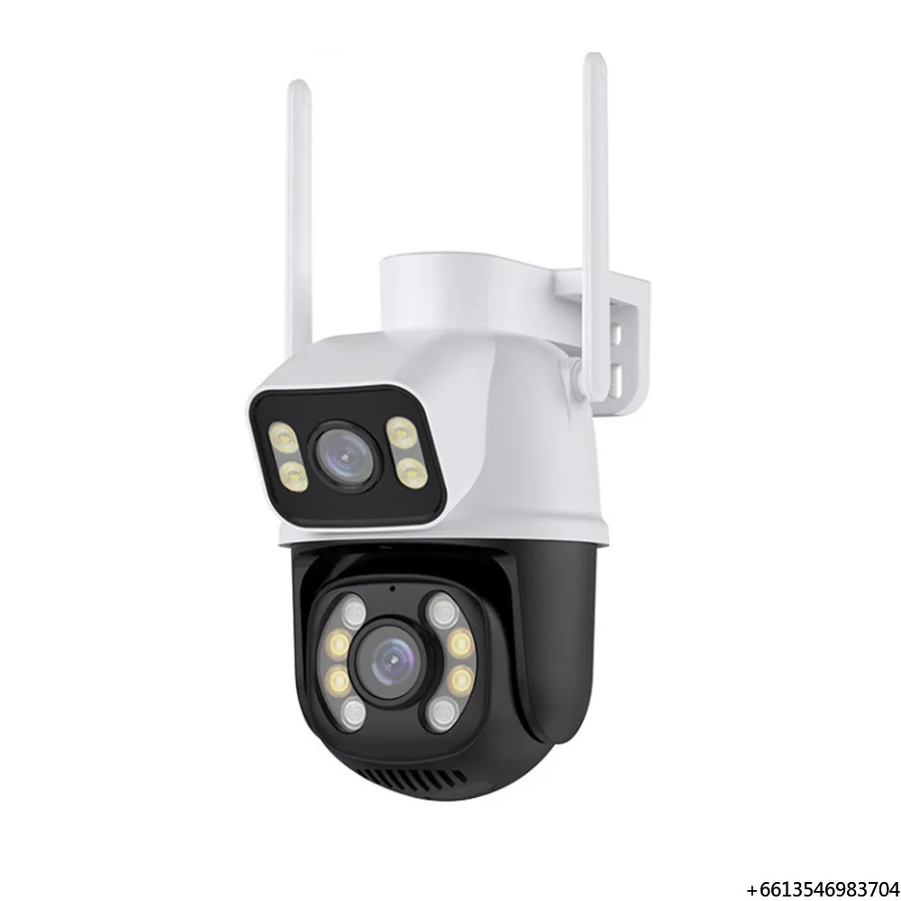 Minlang Wireless Dual-Lens Outdoor PTZ Security Camera Two-Way Audio HD Night Vision IP66 Waterproof Wide Angle Cloud Mobile