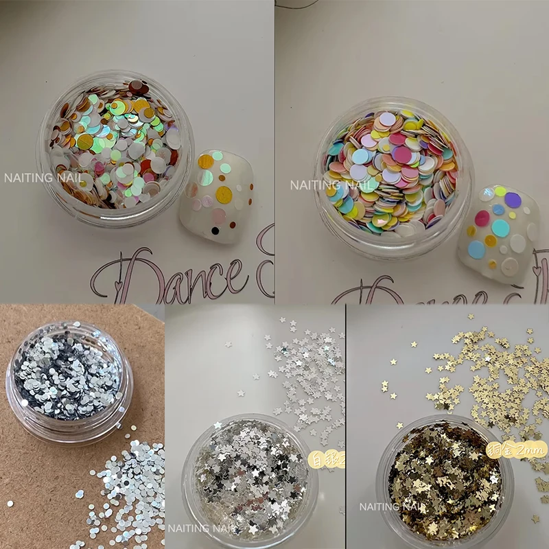 

5pcs Colorful Bubble Nail Glitter Bubble Size Mixed Color Nail Accessories Summer Aurora Round Nail Decoration Accessories