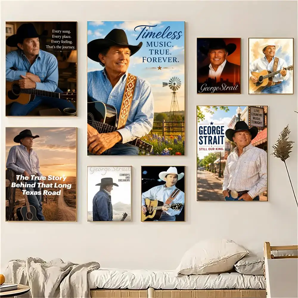 George Strait Singer Poster Self-adhesive Decal Living Room Bedroom Party Bar Decor Moisture-proof Fade-resistant
