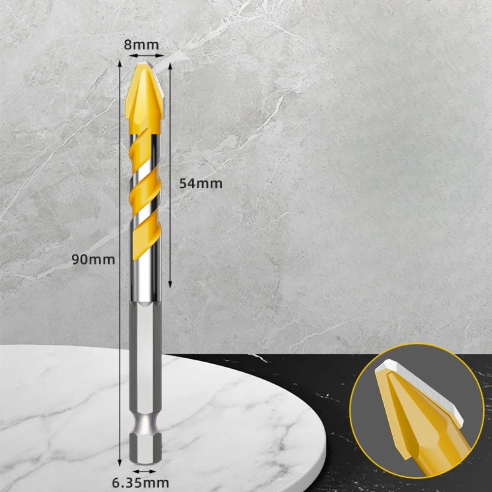 Drill Bit Set for Tiles with Eccentric Head Design Carbide Alloy for Dry Drilling Applications 9 1 5.2cm Yellow