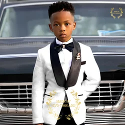 Elegant boys suit 2-piece (jacket+pants), black satin shawl collar blazer, custom child baby tuxedo for wedding event ball party