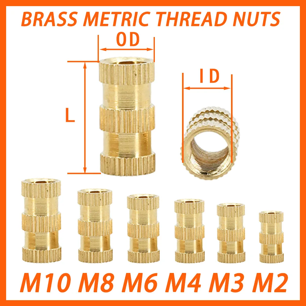 M2 M2, 5 M3 M4 M5 M6 M8 M10 Nakrętki metryczne mosiężne formowanie wtryskowe podwójne miedziane nakrętki do mocowania drukarki 3D