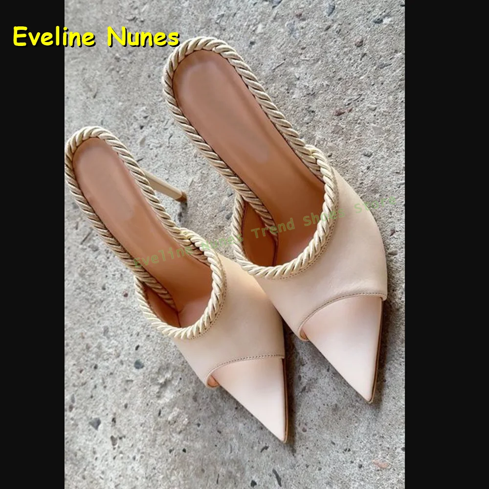 

Weave Rope Shallow Fashion Slippers Pointed Toe Stiletto Solid Slingback Side Air Women Sexy High Heels 2026 Summer Fashion Shoe