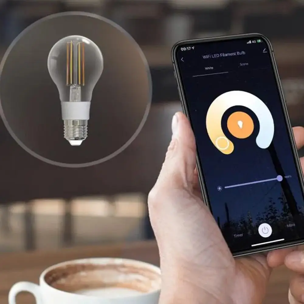 Tuya Wifi Smart Filament Bulb 7W LED Light Lamp E27 Dimmable Lighting 806Lm Work With Smart Life Alexa Google Home