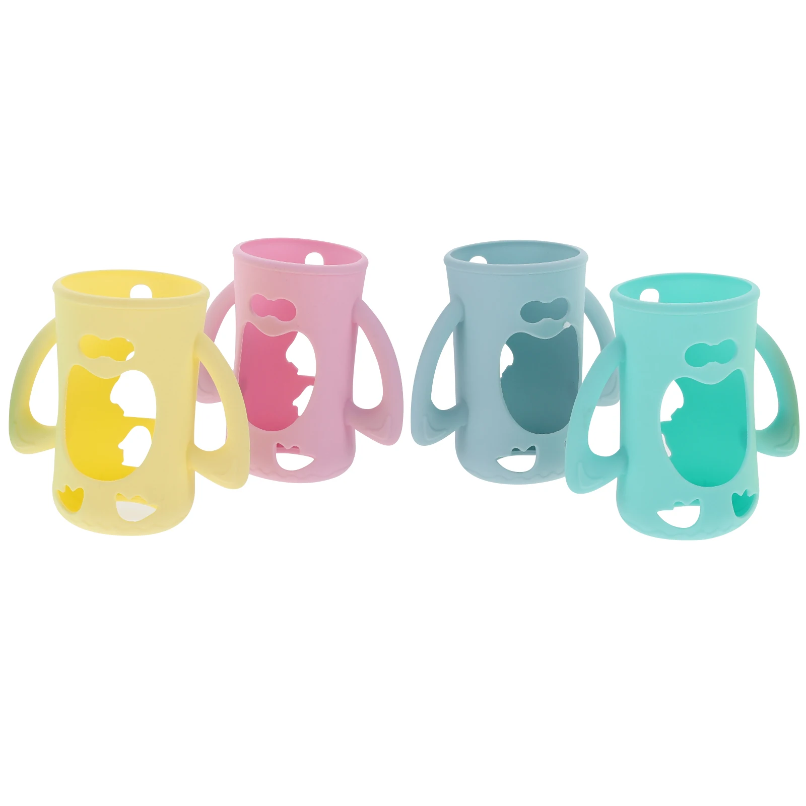 

4pcs Covers Baby Protector Bottle Protector Silicone Case 240ML 4 Colors Mixed Bottle Accessory Travel Insulation