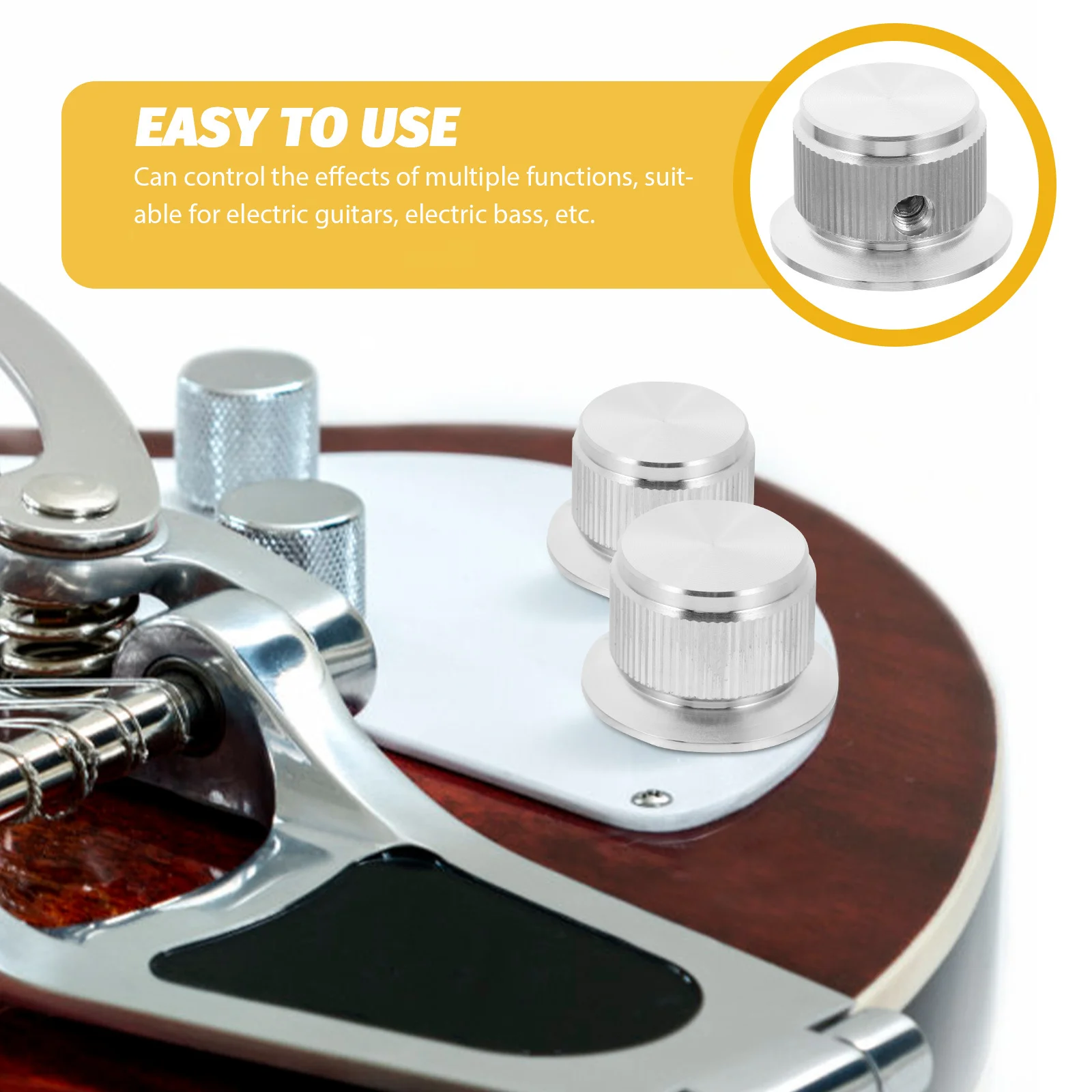 Replacement Aluminum Alloy Guitar Volume Control Knob Professional Durable Potentiometer Caps for Electric Guitar Bass Amplifier