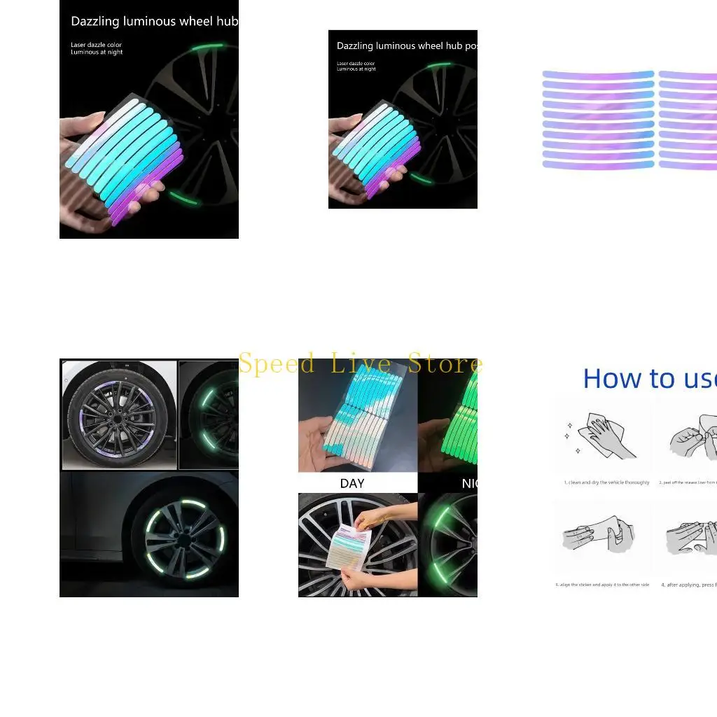 

547C 20pcs Car Wheel Hub Reflective Stickers Tire Rims Night Safety Warning Stickers