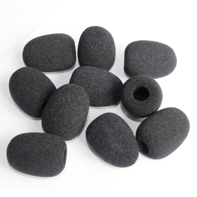 10Pcs Black Microphone Dedicated Set Headset Replacement Foam   Headset Mic Cover Microphone Windscreen Headset Sponge