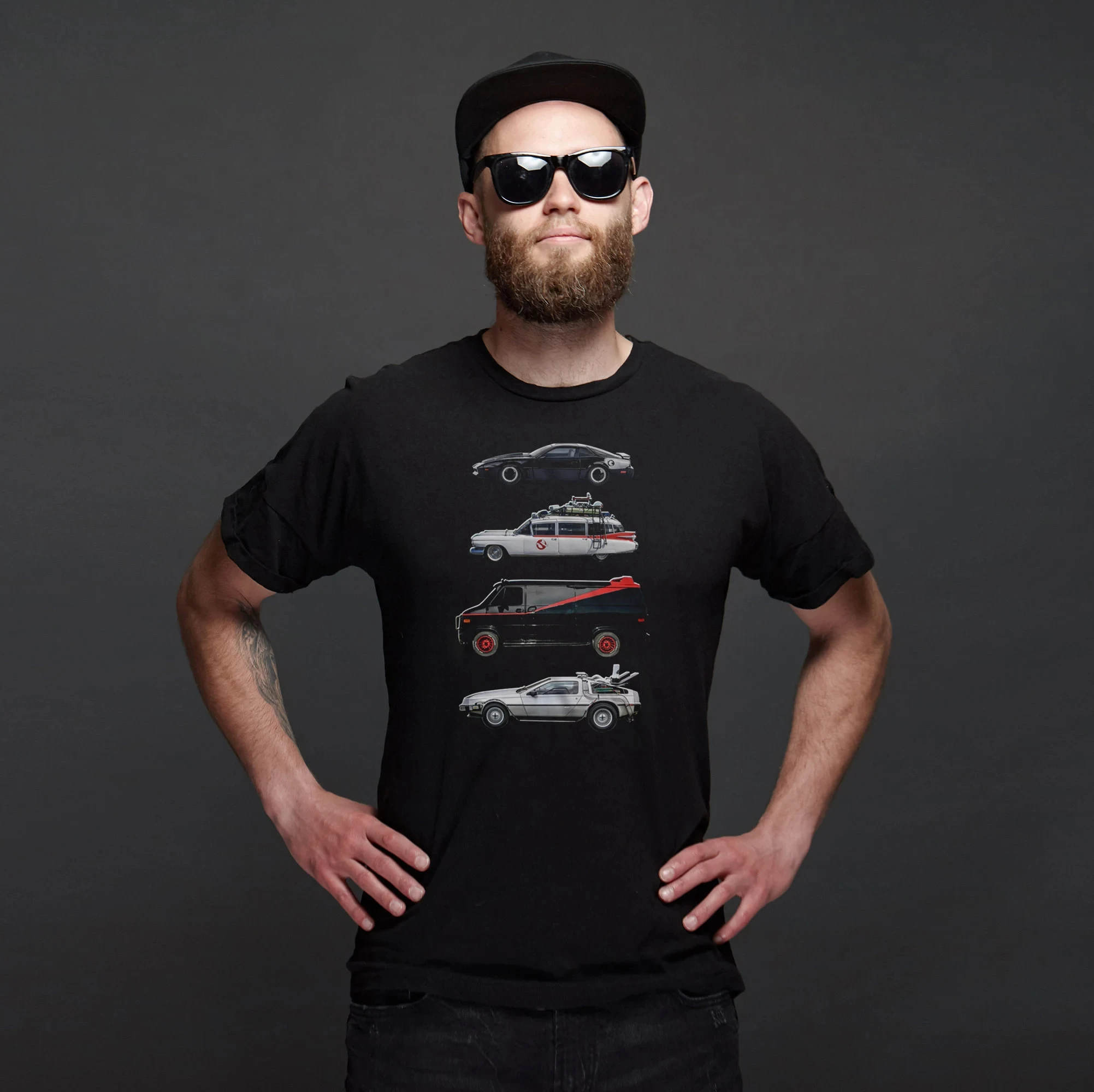Men’s Retro Movie Car Graphic T Shirt Vintage 80s Vehicles Print Casual Short Sleeve Streetwear Top Funny Gift Tee