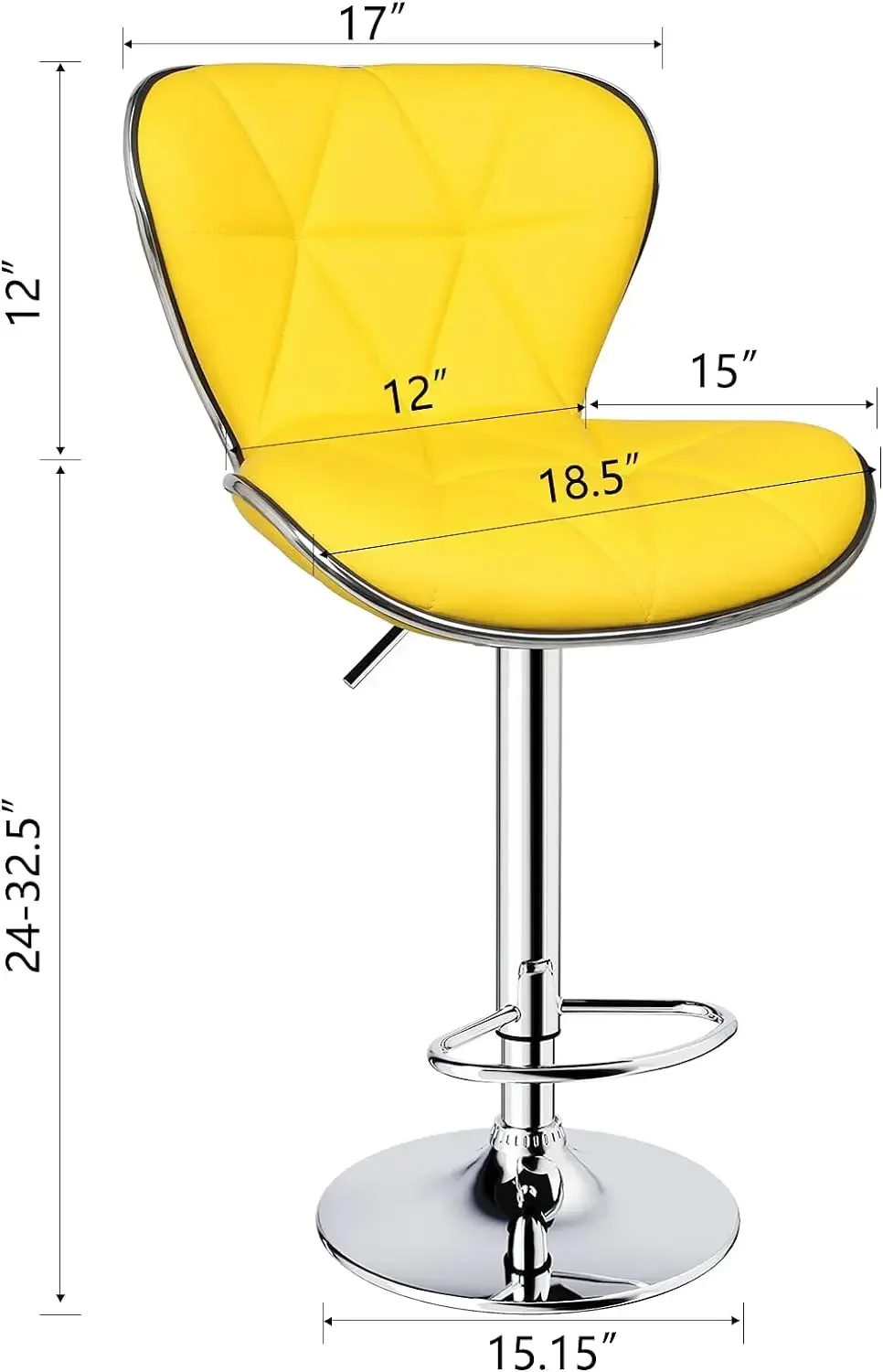 Taburetes de barra giratorios ajustables con respaldo de concha de leopardo, cuero PU acolchado con respaldo, Juego de 2 (amarillo)