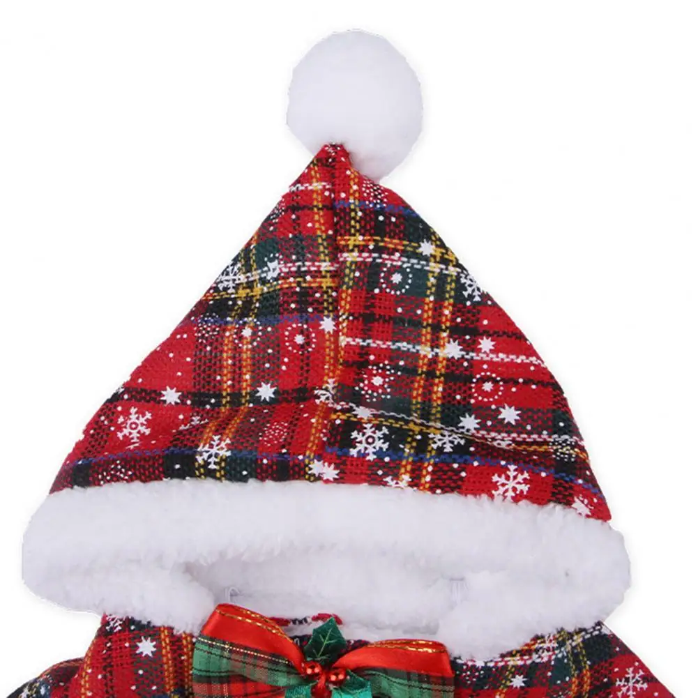 Weather Pet Cloak Festive Pet Christmas Cloak with Plaid Snowflake Print Bow Tie for Cats Small Dogs Cozy Hooded Cape Dress Up