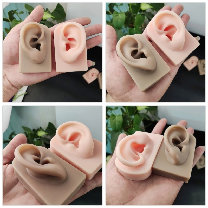 Professional Silicone Left Right Ear Form for Cosmetic Training Realistic Human Ear Mannequin Jewelry Showcasing Props