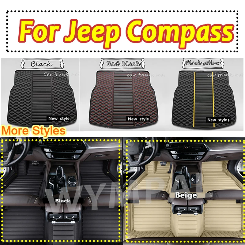 

Luxury Custom Automotive Car Floor Mats For Jeep Compass 2018 2019 2020 2021 2022 Auto Luxury Leather Men Women Car Mats Full