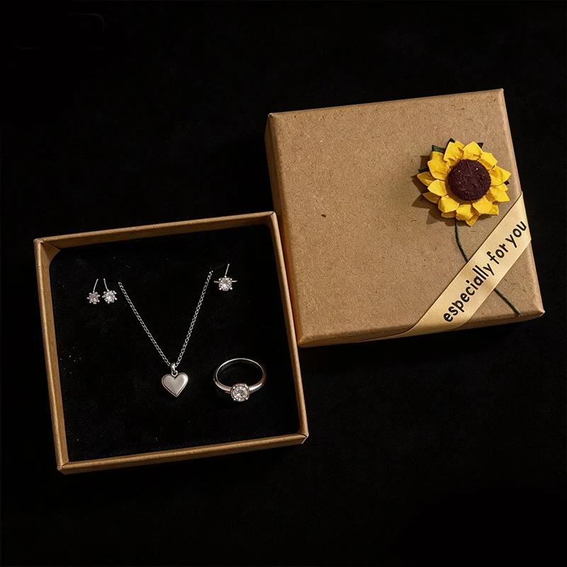 

Набор из 5 штук: подарочные коробки из бумаги с ромашками и подсолнухами, с крышкой, для серег, браслетов, ожерелий, DIY упаковка для ювелирных изделий