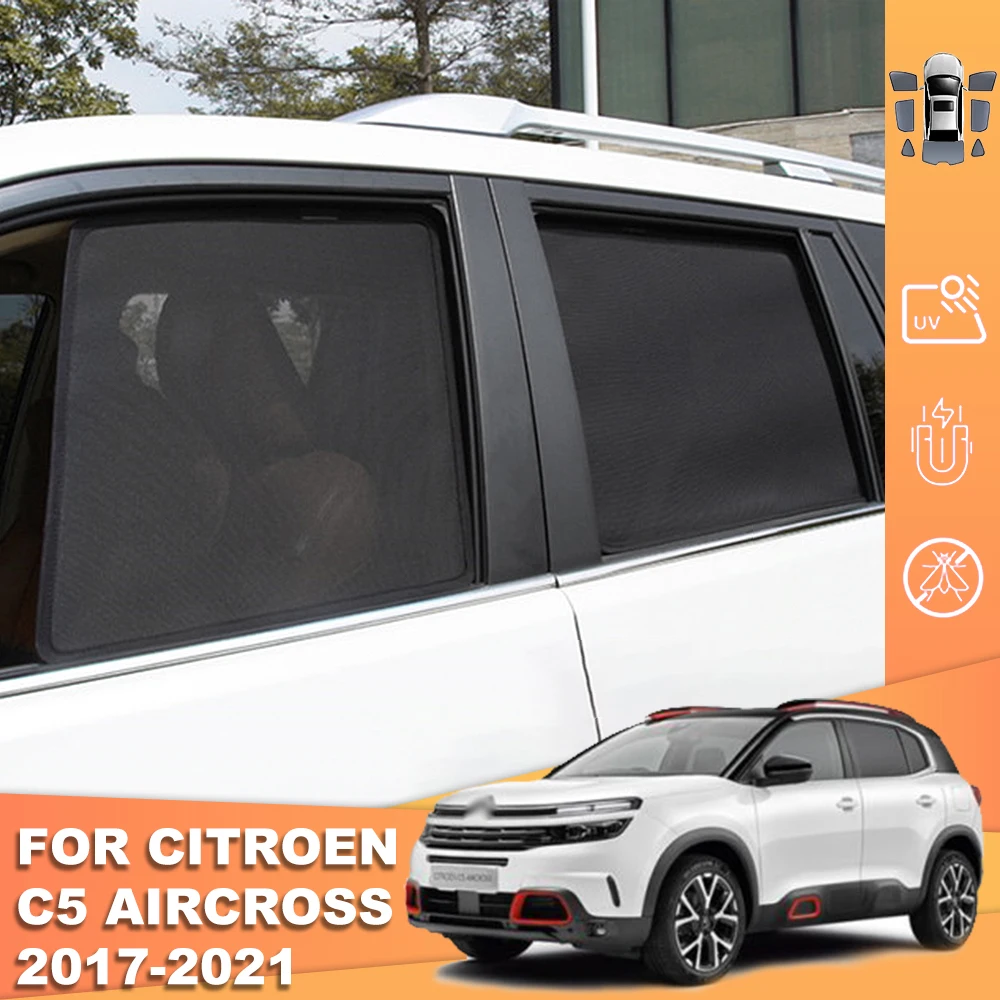 For CITROEN C5 AIRCROSS 2017-2024 Car Sunshade Shield Magnetic Front Windshield Curtain Rear Side Baby Window Sun Shades Visor