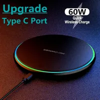 60W Wireless Charger Fast Charge Pad for iPhone 16 15 14 Pro Max Samsung Galaxy S24 S23 S22 S20 Xiaomi Wireless Charging Station