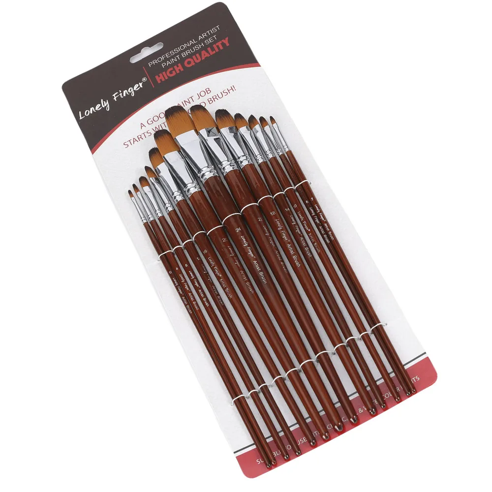 Imagem -05 - Punho Longo Artista Pincéis Grupo Cabelo de Nylon Macio Anti-derramamento Acrílico Óleo Aquarela Guache 13 Pcs Profissional