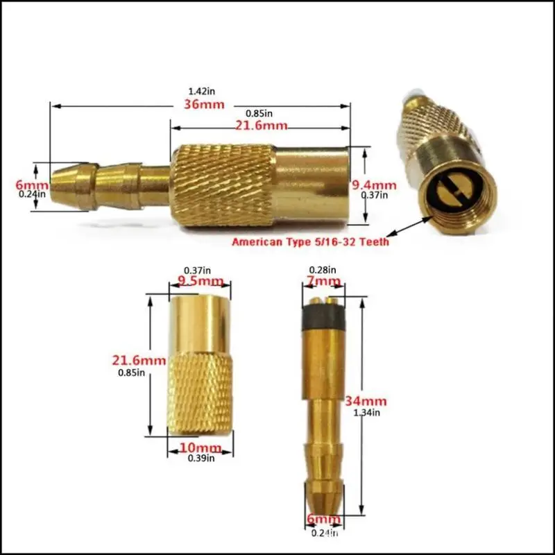 Car Wheel Hub Tire Inflator Nozzle 6mm Brass Material Fit for Valve Stem Clips Professional Auto Repair Supplies