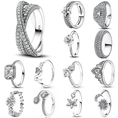 2025 New S925 Silver Bow Rose Ring Suitable for Valentine's Day Women's Gift DIY High Jewelry Fashion Jewelry Size 6.7.8.9
