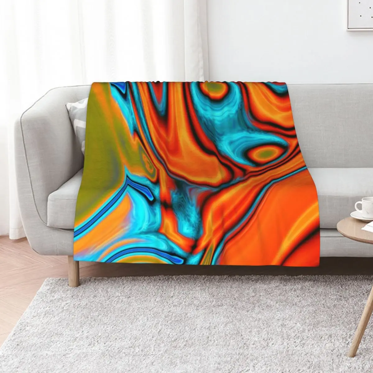 vivid modern Southwest hipster turquoise orange swirls Throw Blanket manga Thin Weighted Beautifuls Luxury Blankets