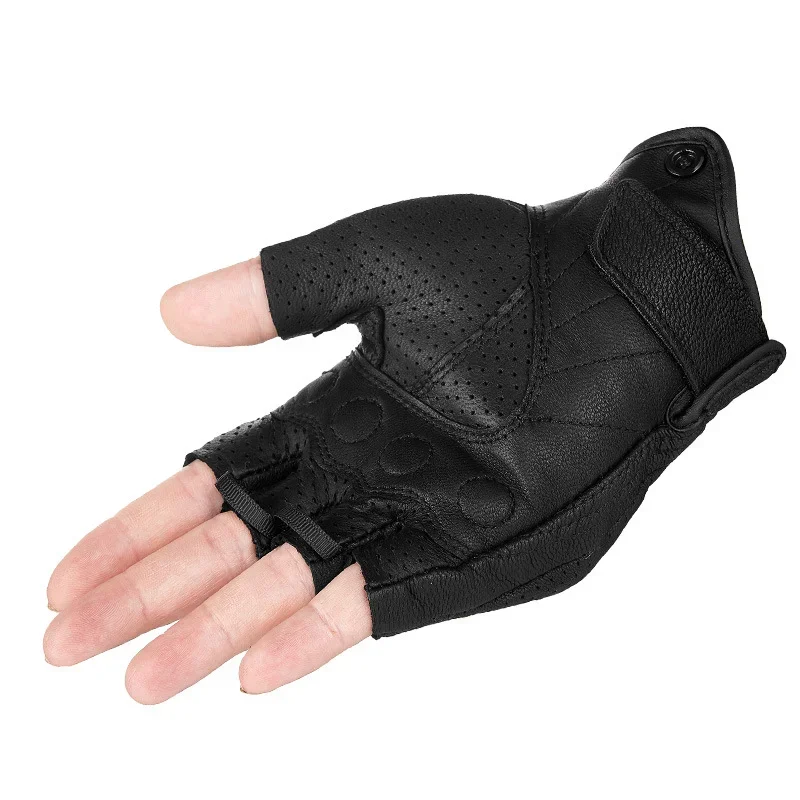 Half Finger Motorcycle Gloves Leather Guantes Moto Verano Ciclismo Gant Cycling Fingerless Gloves Tactical Retro