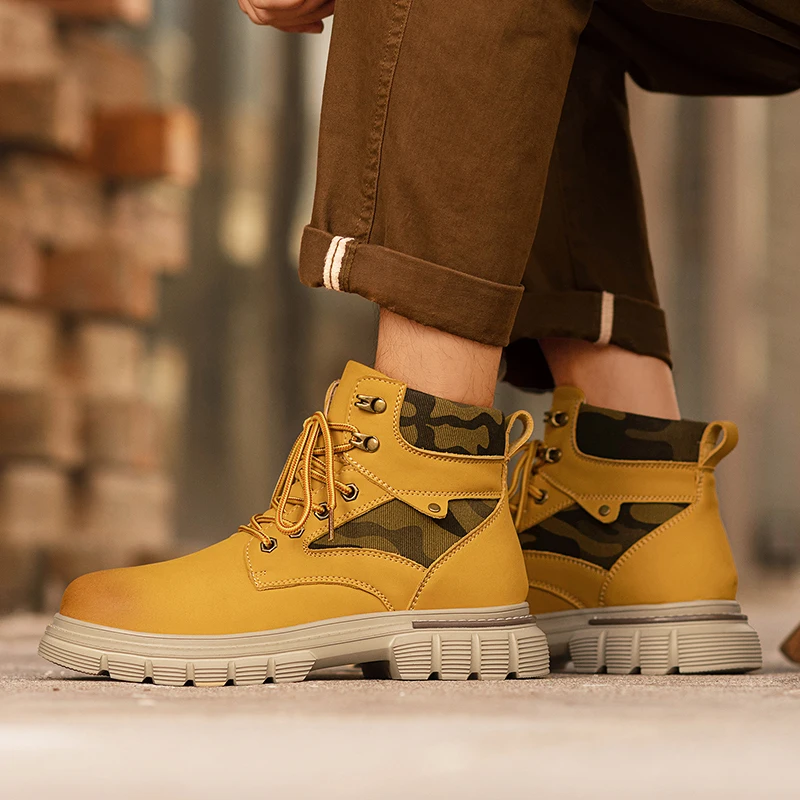 الرجال أحذية عالية أعلى بو بلون سميكة سوليد الدانتيل يصل حذاء من الجلد المألوف الأعمال حذاء رجالي غير رسمي #4