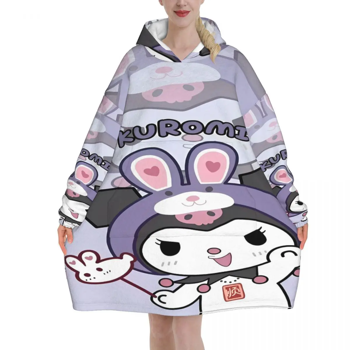 

Kuromis Cartoon Cute Blanket Hoodie Oversized Wearable Sweatshirt Blanket Warm Gifts for Women Girls Girlfriend