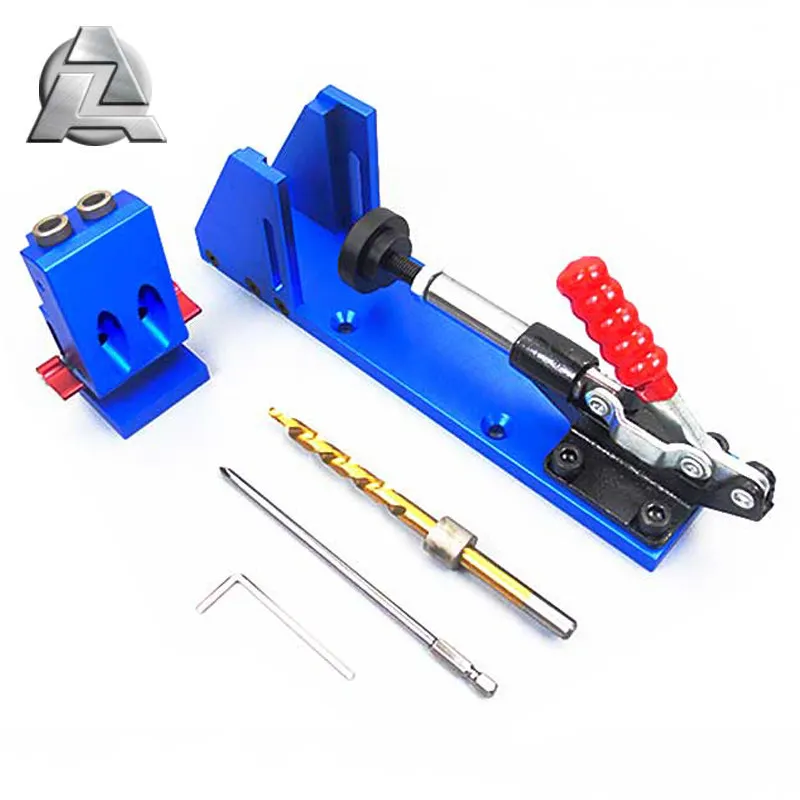 ZJD-BT046BK Woodworking Inclined Hole Locator Adjustable Pocket  Jig  Tools with Wear-Resistant Metal Drill